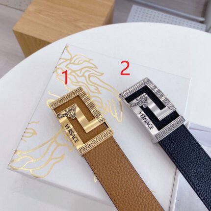 Versace Classic Square Loop Buckle with Double Sided Usable Belt, Simple, Fashionable, Noble, Luxury