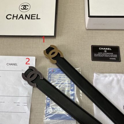 Chanel Classic Double C-Ring Buckle Black Belt Simple Fashion Noble Luxury