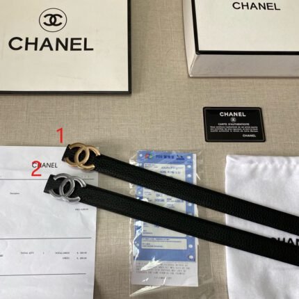 Chanel Classic Double C-Ring Buckle Black Belt Simple Fashion Noble Luxury