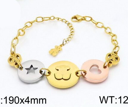 TOUS 925 Silver Multi Color Round Brand Star Love Bear Hollow Bracelet