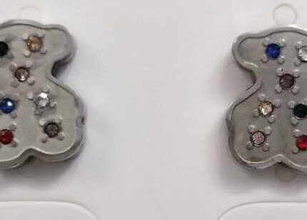 TOUS 925 Silver Spanish Bear Colorful Zircon Inlaid Earrings