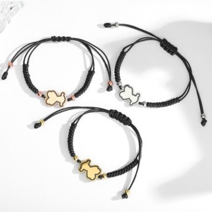 TOUS 925 silver black line dotted Spanish teddy bear