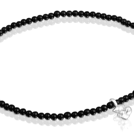 TOUS Small Round Black Zircon Beads Silver Bear Bracelet