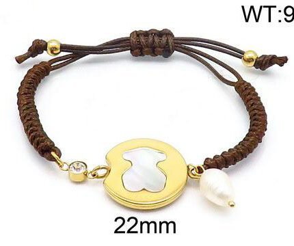 TOUS 925 silver minimalist transparent zircon pearl embellished silver white teddy bear bracelet