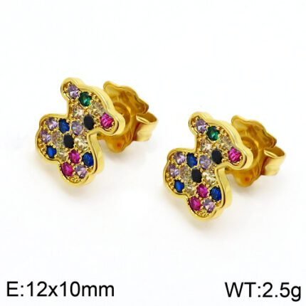 Tous 925 silver Spanish bear colorful zircon inlaid Earrings