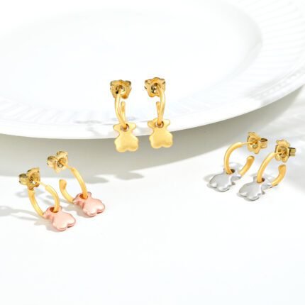 TOUS 925 Silver Matte Texture Bear Hook Earnail