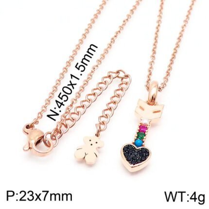 TOUS stainless steel material Spanish bear colored gemstone heart arrow necklace pendant