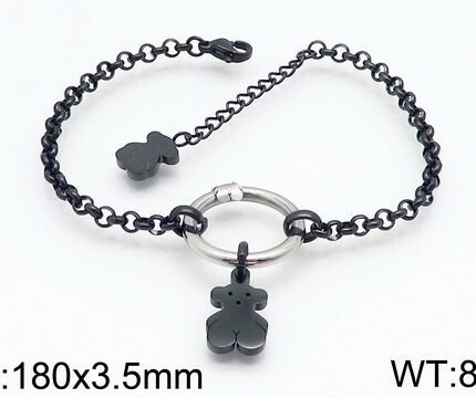 TOUS 925 Silver Black Spanish Bear Multi Color Bracelet