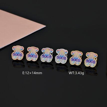 TOUS 925 Multi Pattern Colorful Play Spanish Bear Earstuds