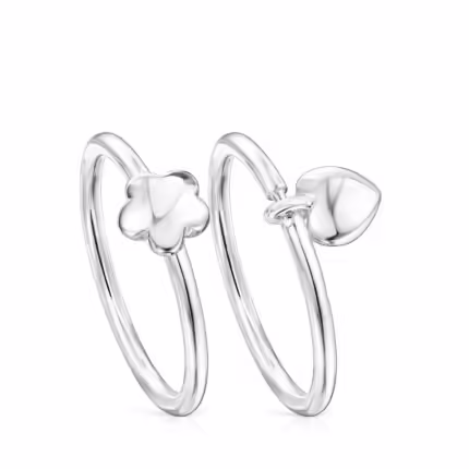 Mini Icons Flower-Heart Silver Ring Pack