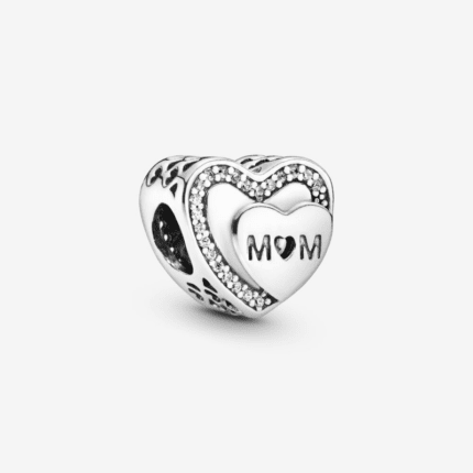 Pandora 925 silver 792070CZ heart-shaped mom string decoration