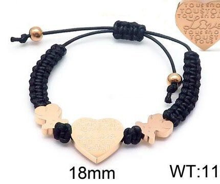 TOUS 925 Silver Rose Gold Double Bear Love Black Hand Rope