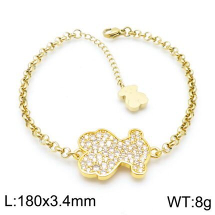 TOUS 925 Silver Multi Color Spanish Bear Transparent Zircon Inlaid Bracelet