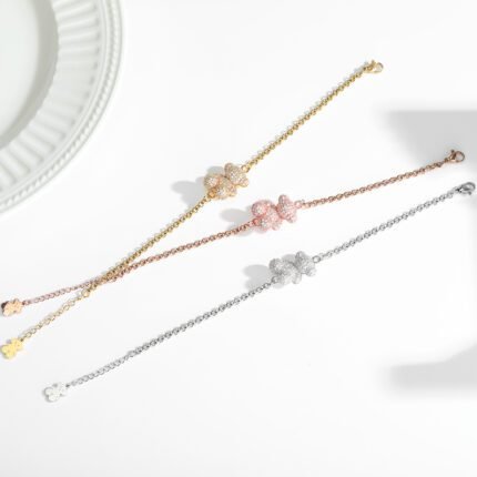 TOUS 925 Silver Stereoscopic Bear Full Zircon Multi Color Style Bracelet