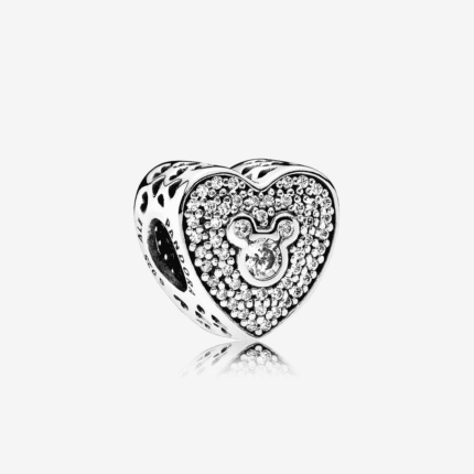 925 Silver Pandora 792049CZ Disney Mickey and Minnie Sparkling Heart String Decoration