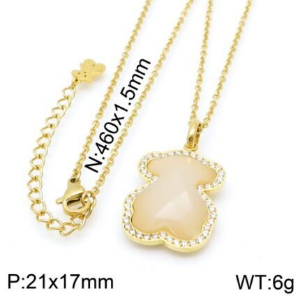 TOUS 925 Silver Spanish Bear White Zircon Gemstone Set Necklace Pendant