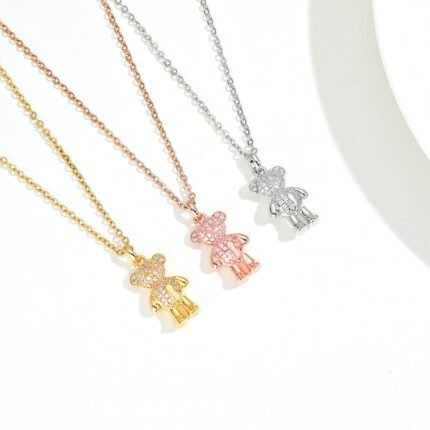 TOUS stainless steel material Spanish bear transparent zircon inlaid necklace pendant
