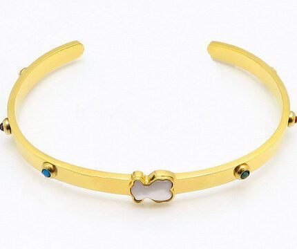 TOUS 925 silver minimalist silver white bear colorful zircon embellishment bracelet