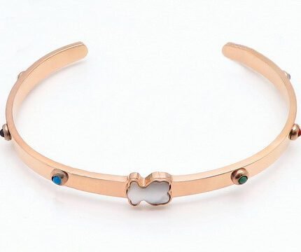 TOUS 925 silver multicolored zircon embellished teddy bear bracelet