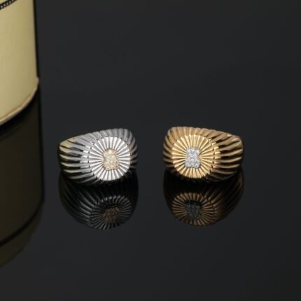 TOUS stainless steel bear transparent zircon inlaid geometric line ring