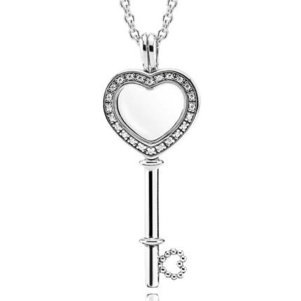 Pandora Heart Key White Diamond Pendant Accessories DIY Simple and Advanced