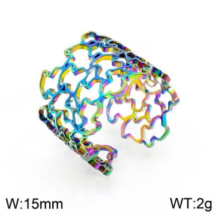 TOUS stainless steel irregular arrangement small bear wide ring