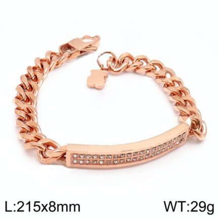 TOUS 925 silver rectangular transparent zircon inlaid teddy bear bracelet