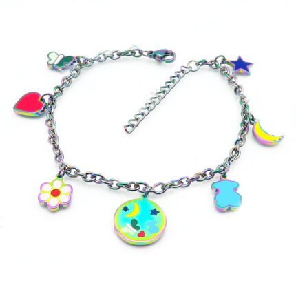 TOUS Stainless Steel Multi Color Multi Shape Round Brand Bracelet