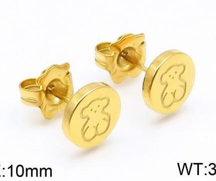 TOUS 925 Silver Spanish Bear Disc Engraved Earstuds