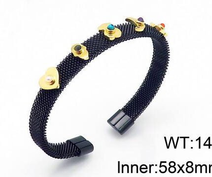 TOUS 925 silver multi patterned colorful zircon inlaid black bracelet