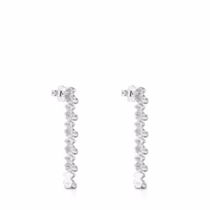 Long silver Earrings with bear motifs Bold Bear