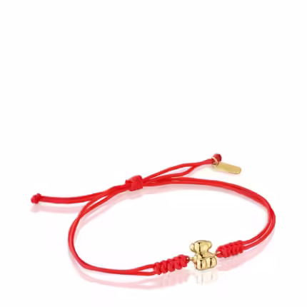 Red nylon and gold bear Bracelet Bold Bear