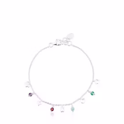 Silver Bold Motif Bracelet with gemstones and motifs