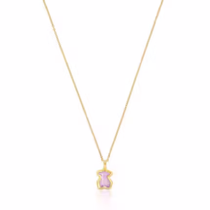Silver vermeil Gregal lilac bear necklace