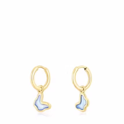 Silver vermeil Gregal blue butterfly Hoop earrings