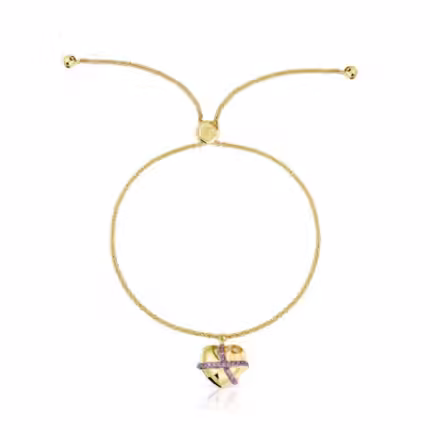 18kt gold-plated silver heart Chain bracelet with rhodolite Lligat