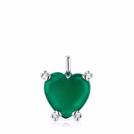 Silver Color Pills Heart pendant with treated chalcedony