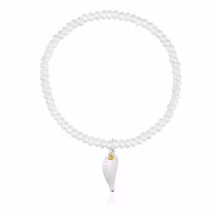 Yunque Elastic Bracelet with cultured pearls and two-tone charm
