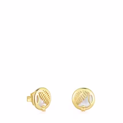 Yunque openwork earrings with 18 kt gold plating over silver and mother-of-pearl