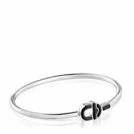 Silver Bangle with black motif TOUS MANIFESTO