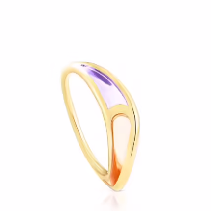 Gregal ring in silver vermeil with lilac and orange enamel