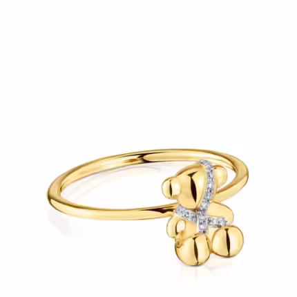 Medium gold and diamonds bear Ring Lligat