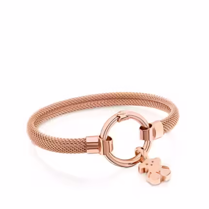 Medium Rose Vermeil Silver and Steel TOUS Hold Bracelet 1,15cm