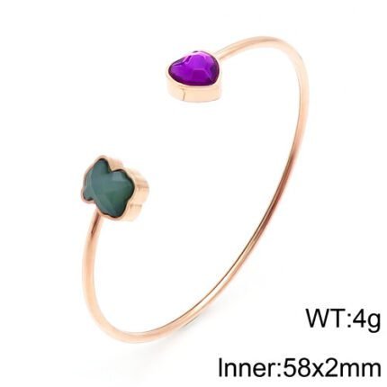 TOUS 925 Silver Purple Love Blue White Bear Thin Bracelet