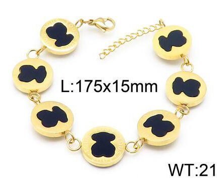 TOUS 925 Silver Black Zircon Spanish Bear Series Bracelet