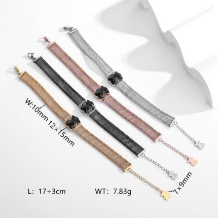 TOUS Stainless Steel Material Spanish Bear Green Purple Black Zircon Bracelet