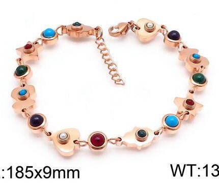 TOUS Stainless Steel Multi Shape and Multi Color Zircon Inlaid Bracelet