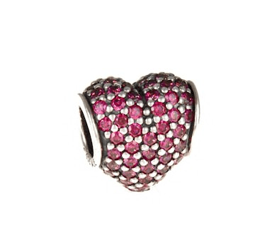 Pandora 925 Silver 791052CZR Red Heart Set Precious Stone