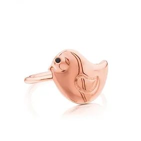 TOUS Peach Silk Bear Silver Plated 18K Rose Gold Ornament Bird Ring Set with Spinel Direct Sale 612635541