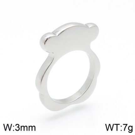 TOUS stainless steel material simple bear hollow ring